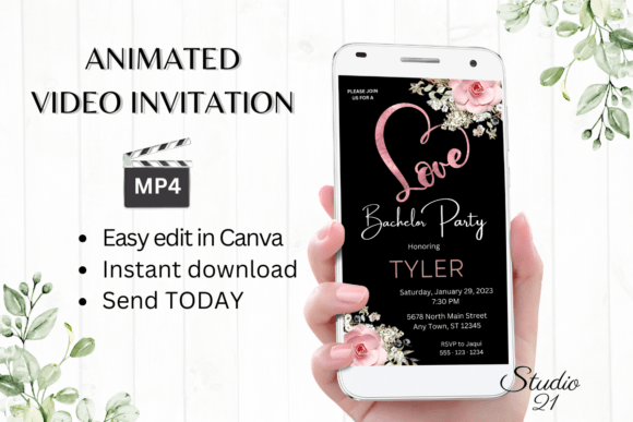 Boho Bachelor Party Invite W5121: Effortless Digital Invites