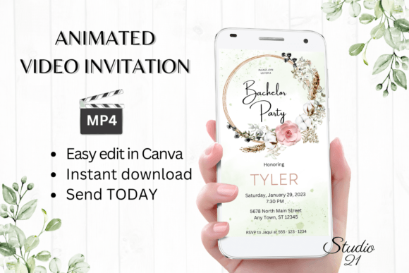 Boho Bachelor Party Invite W5128: Effortless Style for Your Send-Off
