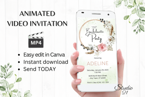Boho Bachelorette Party Invite W6128: Effortless Digital Celebration