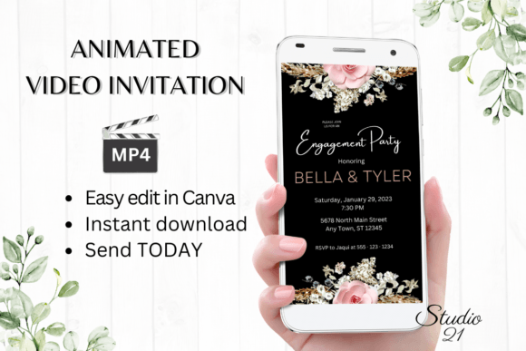 Boho Engagement Party Invite W1127: Effortless Elegance for Your Celebration