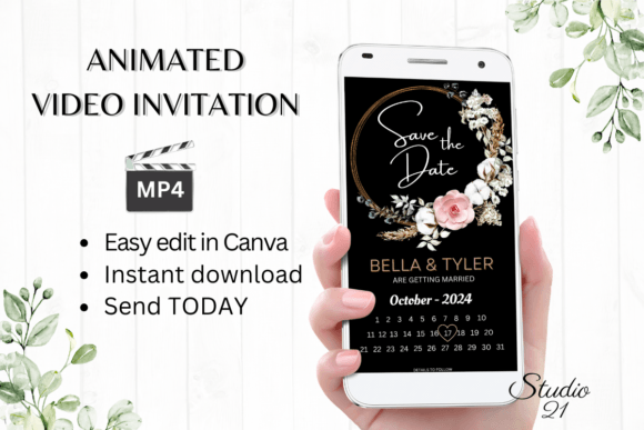 Boho Save the Date W2129B: Effortless Animated Invitations