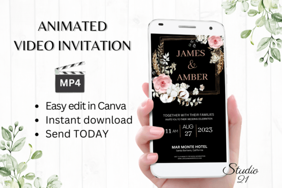 Boho Wedding Invitation W8123: Effortless Elegance for Your Digital Celebration