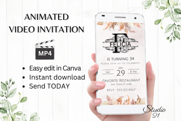 Digital Invitation (Monogram Letter F): The Easiest Way to Create