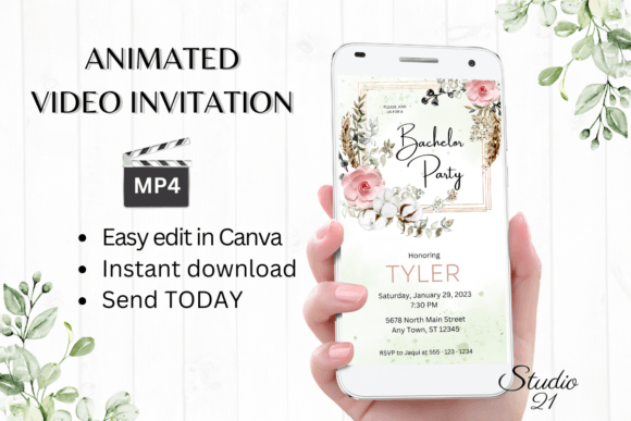 Effortless Elegance: The Boho Bachelor Party Invite W5122