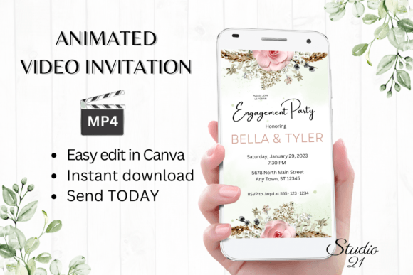 Effortless Elegance: The Boho Engagement Party Invite W1126
