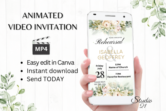 Electronic Rehearsal Dinner Invite W7428: Effortless Digital Style