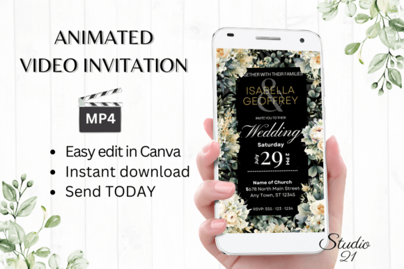 Electronic Wedding Invitation W8421: A Modern Template for Digital Celebrations