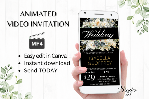 Electronic Wedding Invitation W8427: Your Animated Digital Evite