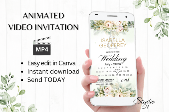 Modern Wedding Invites: Editable Animated Templates