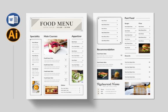 Professional Food Menu Templates: Elevate Your Restaurant's Brand