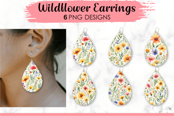 Unleash Creativity with Flower Teardrop Earrings Sublimation PNG
